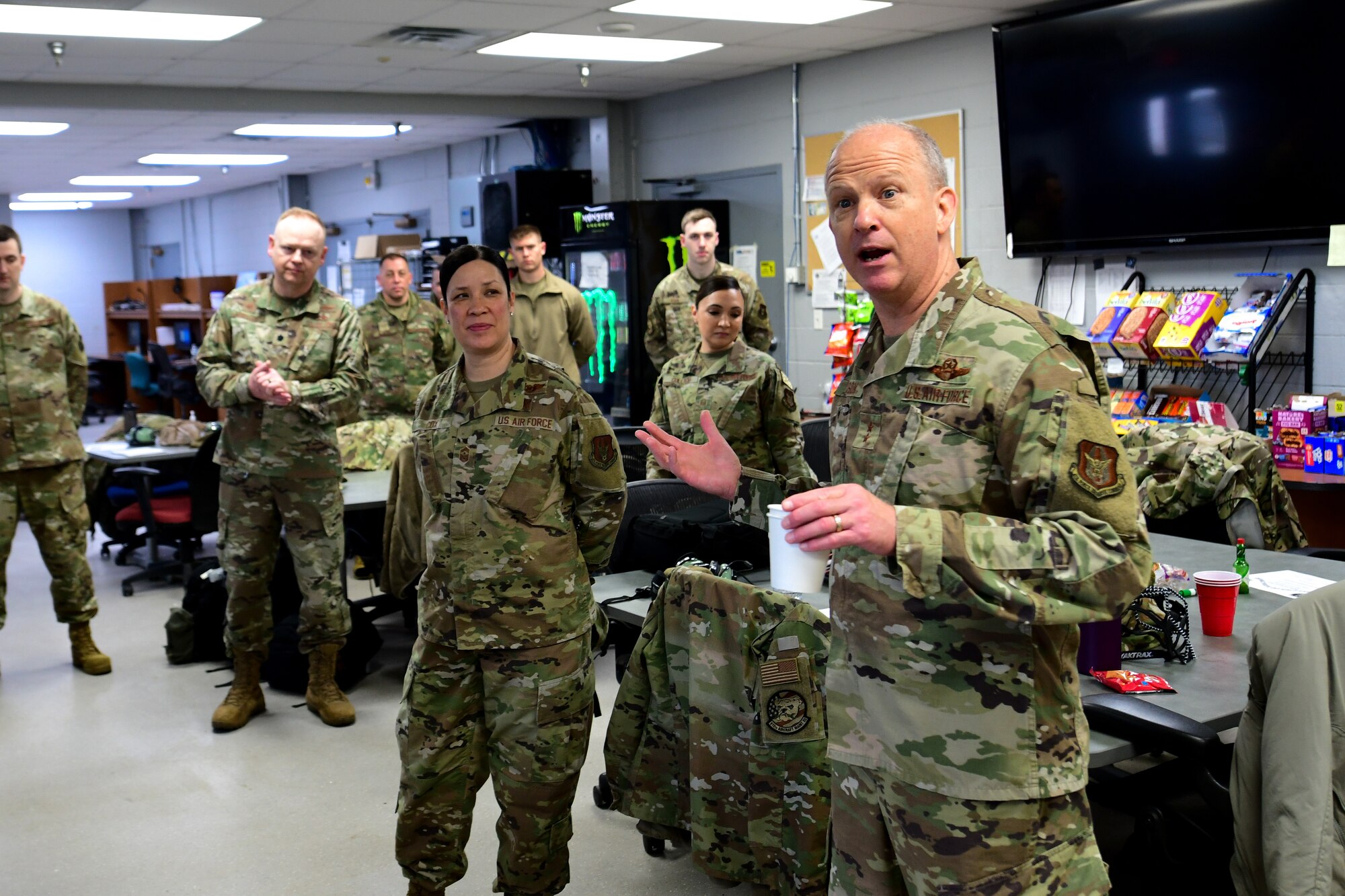 Maj. Gen. Bret Larson, 22nd Air Force commander, and Chief Master Sgt. Chin Cox, 22nd Air Force command Chief, visited Youngstown Air Reserve Station, Ohio, during a Unit Training Assembly, March 4-7, 2022.