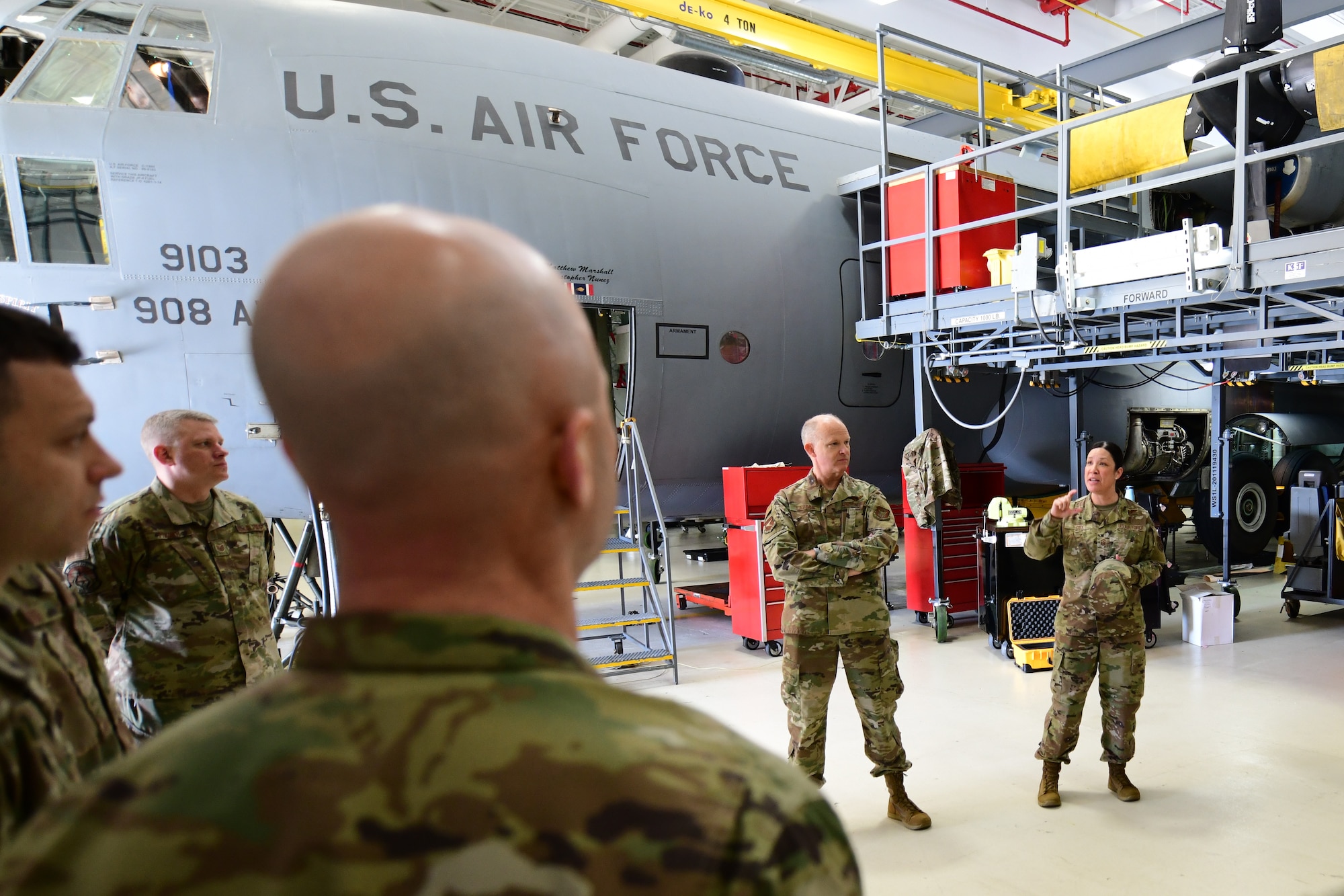 Maj. Gen. Bret Larson, 22nd Air Force commander, and Chief Master Sgt. Chin Cox, 22nd Air Force command Chief, visited Youngstown Air Reserve Station, Ohio, during a Unit Training Assembly, March 4-7, 2022.