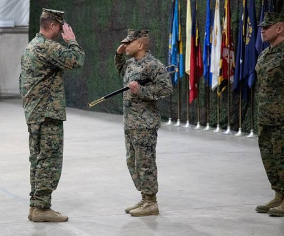 Blount Island Command conducted a Post and Relief ceremony in order to post the incoming Senior Enlisted Advisor, Sgt. Maj. Julian M. Lumm and relieve outgoing Senior Enlisted Advisor, 1st Sgt. Ian S. Gragg Friday, March 4 at Marine Corps Support Facility Blount Island.