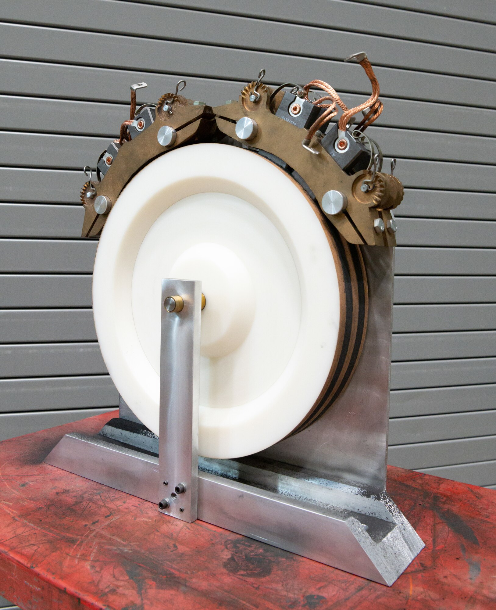 A device, shown here, developed by Arnold Engineering Development Complex employees to surface motor brushes.