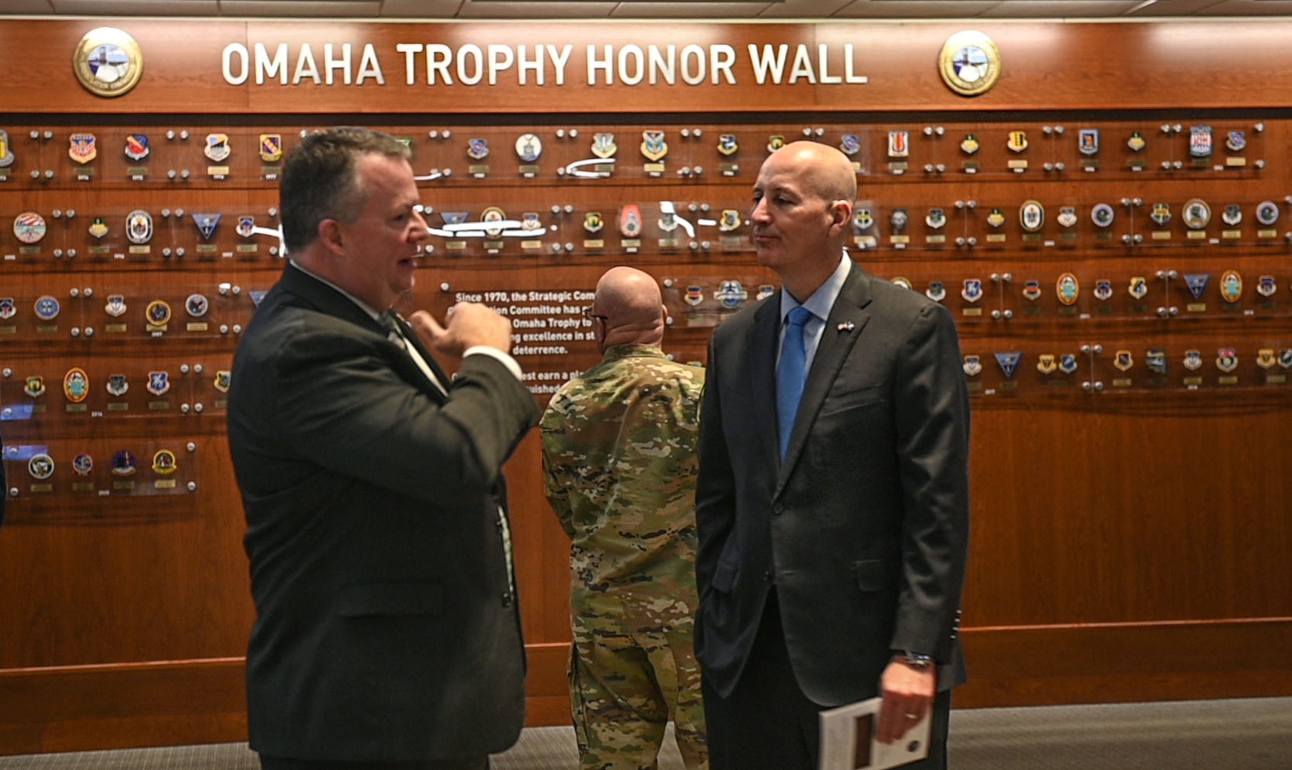The Omaha Trophy Honor Wall showcases 125 patches from every unit that has received the award in chronological order with room for future recipient units.