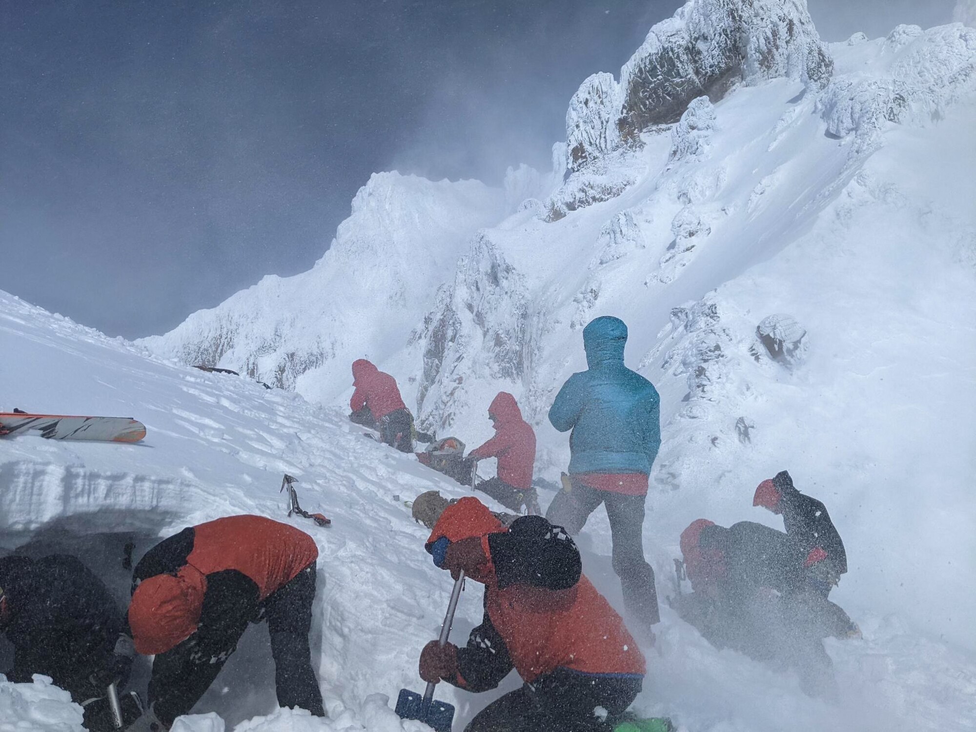 The 304th Rescue Squadron participates in a multi-team search-and-rescue mission in challenging conditions after two limbers fell approximately 200 feet in the Leuthold Couloir area of Mt. Hood. The 304th RQS trains and equips combat rescue officers, pararescue Airmen, and support personnel to plan, lead, and conduct military rescue operations.