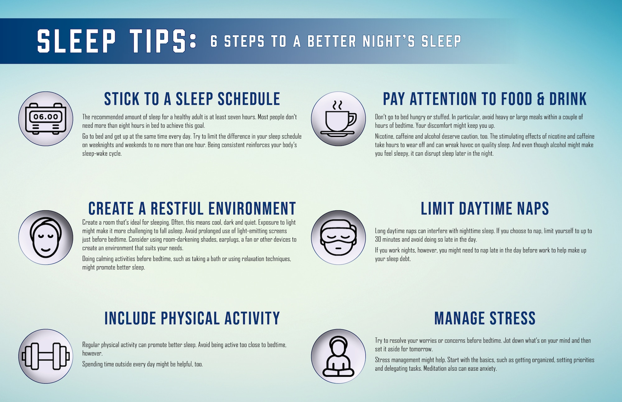 graphic outlining methods of getting better sleep