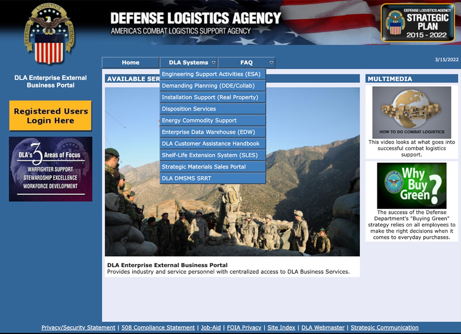 DLA Enterprise External Business Portal screenshot