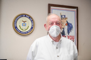 Retired Chief Master Sgt. Dave Johnson poses for a photo March 9, 2022 on Beale Air Force Base, California.