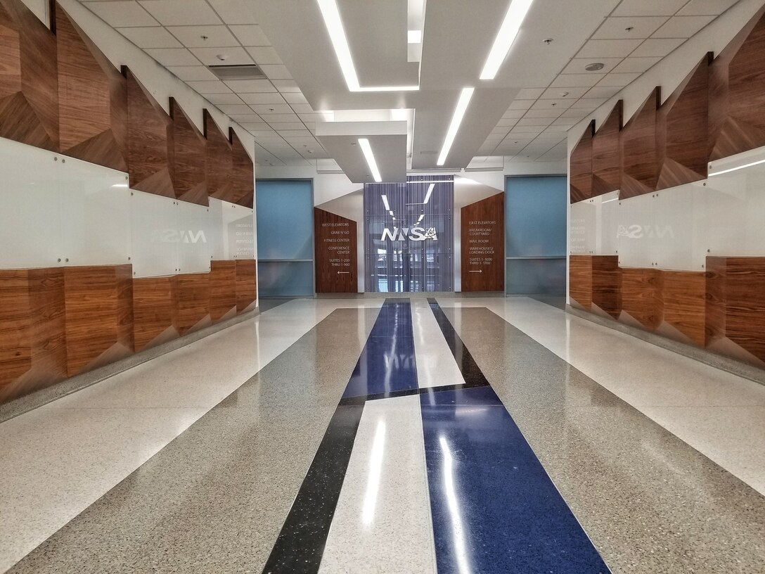 ALBUQUERQUE, N.M. -- The entrance of the new NNSA building is seen in this photo taken Jan. 15, 2022. Photo by Richard Banker, construction control representative, Kirtland Resident Office.