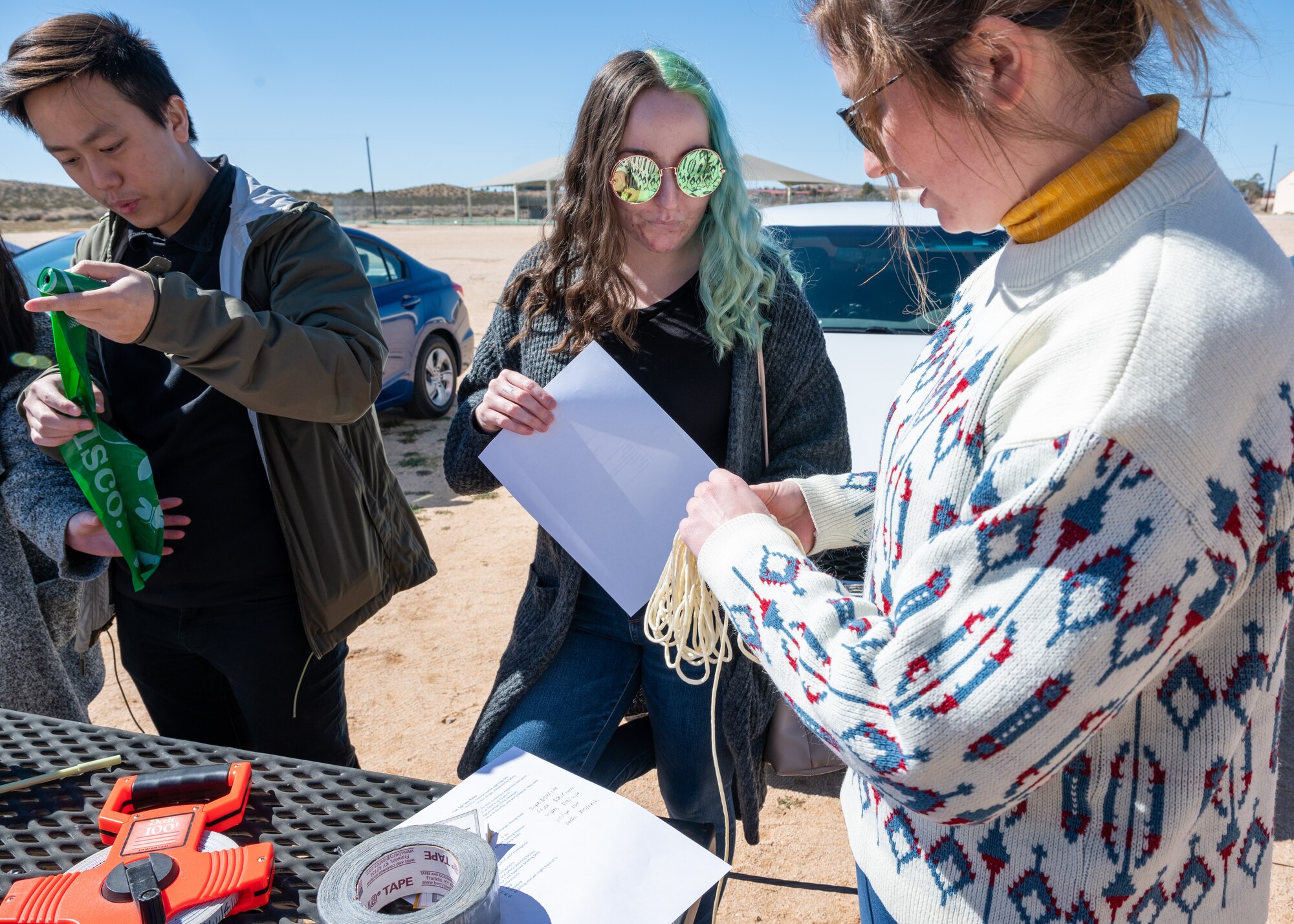 Engineers held an egg toss expansion competition as part of Engineers Week 2022 on Edwards Air Force Base, California, Feb. 25. (Air Force photo by Katherine Franco)