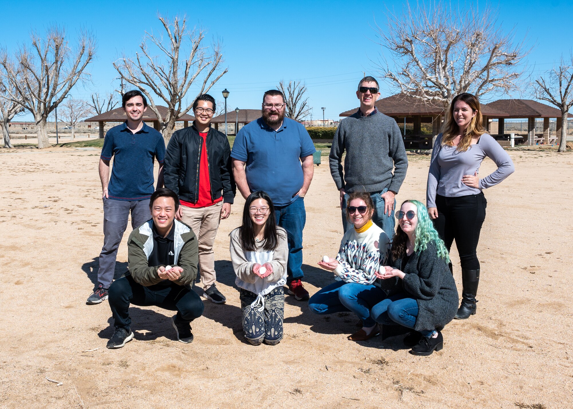 Engineers held an egg toss expansion competition as part of Engineers Week 2022 on Edwards Air Force Base, California, Feb. 25. (Air Force photo by Katherine Franco)