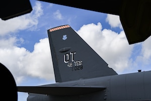 An Operational Test B-52H Stratofortress from the 49th Test and Evaluation Squadron sits on the flight line at Barksdale Air Force Base, Louisiana, June. 29, 2021. The men and women of the 49th TES "Wolfpack" are part of the 53rd Wing. They are charged with executing MAJCOM OT, suitability, and tactics development to equip the warfighter for the future fight. (U.S. Air Force photo by Senior Airman Tristan Biese)