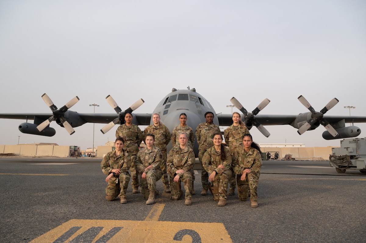 The women of the 41st Expeditionary Electronic Combat Squadron assembled an air crew on base and flew together in support of International Women’s Day, March 8, 2022.  The 7-member air crew flew an electronic warfare mission supporting the CENTCOM area of responsibility and Operation Inherent Resolve to set an example for the future of women in the Air Force and for those who desire a career in aviation.