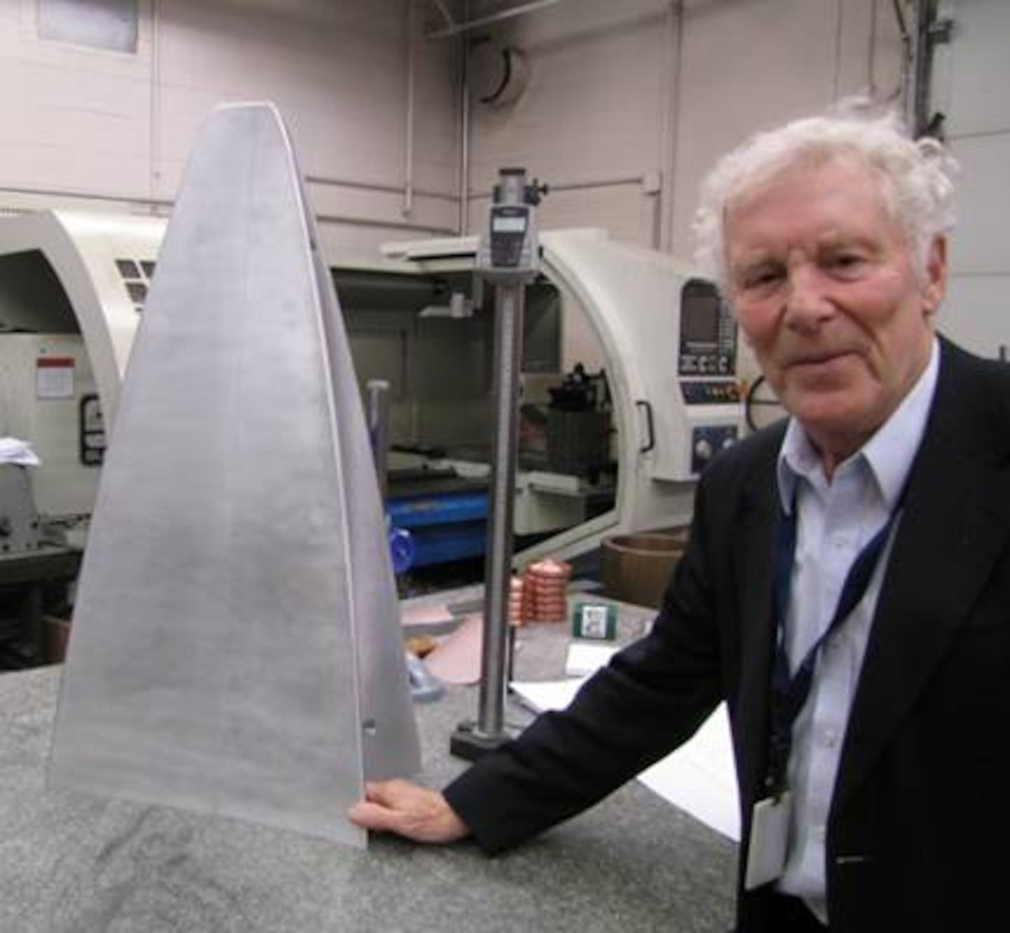 Mike Holden with BOLT. With more than 60 years in the hypersonics field of study, Mike Holden brought major contributions to understanding to the BOLT experimentation program. (Courtesy Photo)