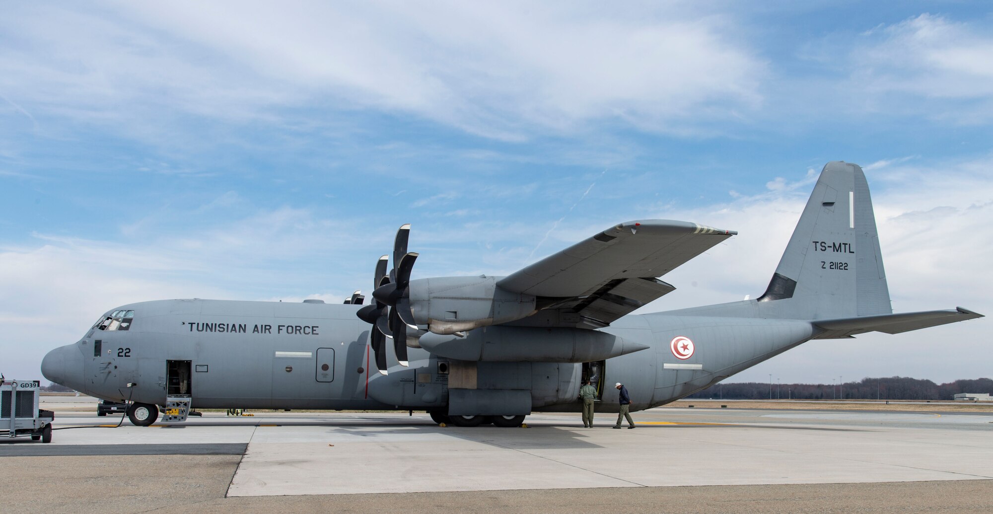 A Tunisian air force C-130J Super Hercules sits a parking spot after picking up foreign military sales cargo at Dover Air Force Base, Delaware, March 10, 2022. The U.S. and Tunisia have enjoyed strong diplomatic relations for over 200 years, beginning when the two countries signed the Treaty of Peace and Friendship in 1797. Tunisia was among the first to recognize the newly independent U.S. during that time. (U.S. Air Force photo by Roland Balik)