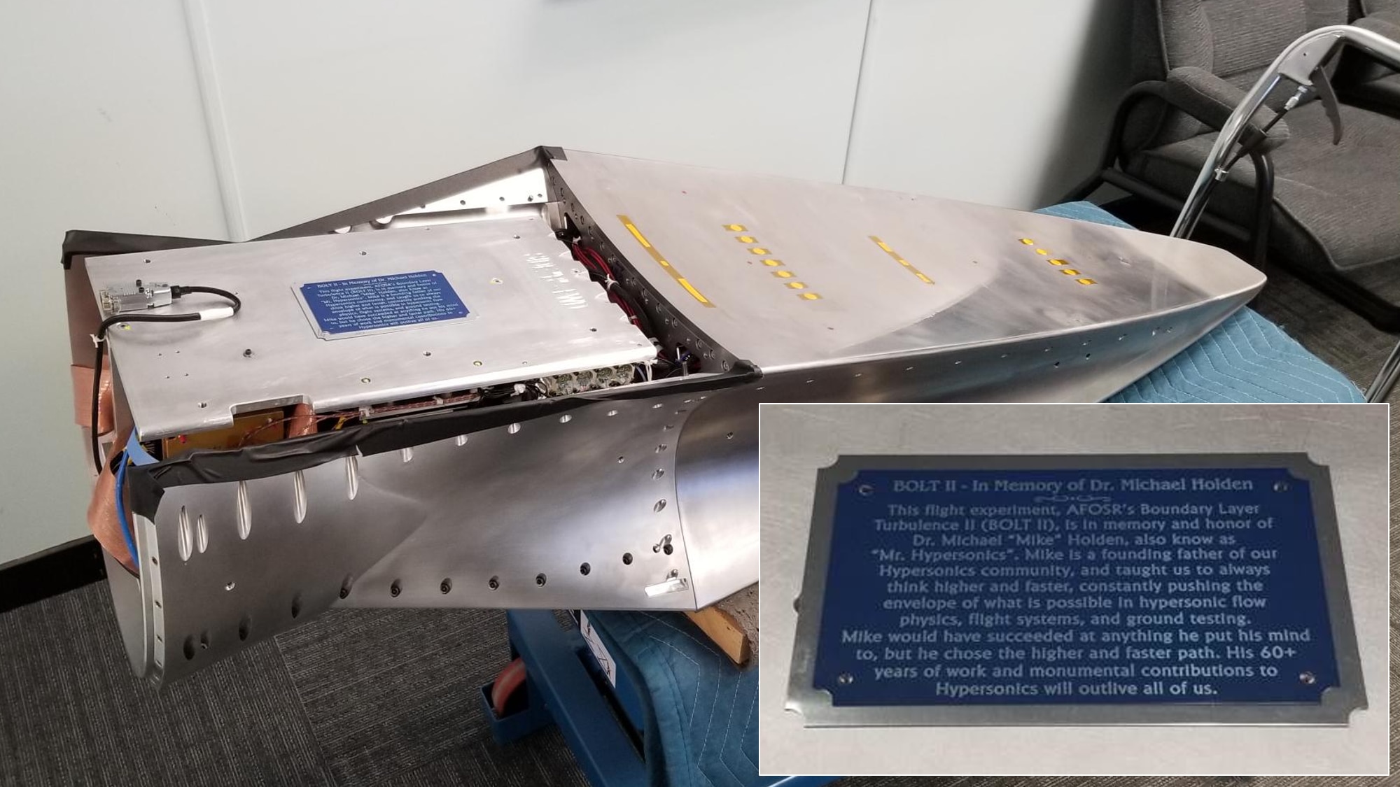 The BOLT II payload in the March 21 flight experiment will carry a plaque dedicating the flight to the late Mike Holden, who was a major contributor to the field of hypersonics. (Courtesy Photo)