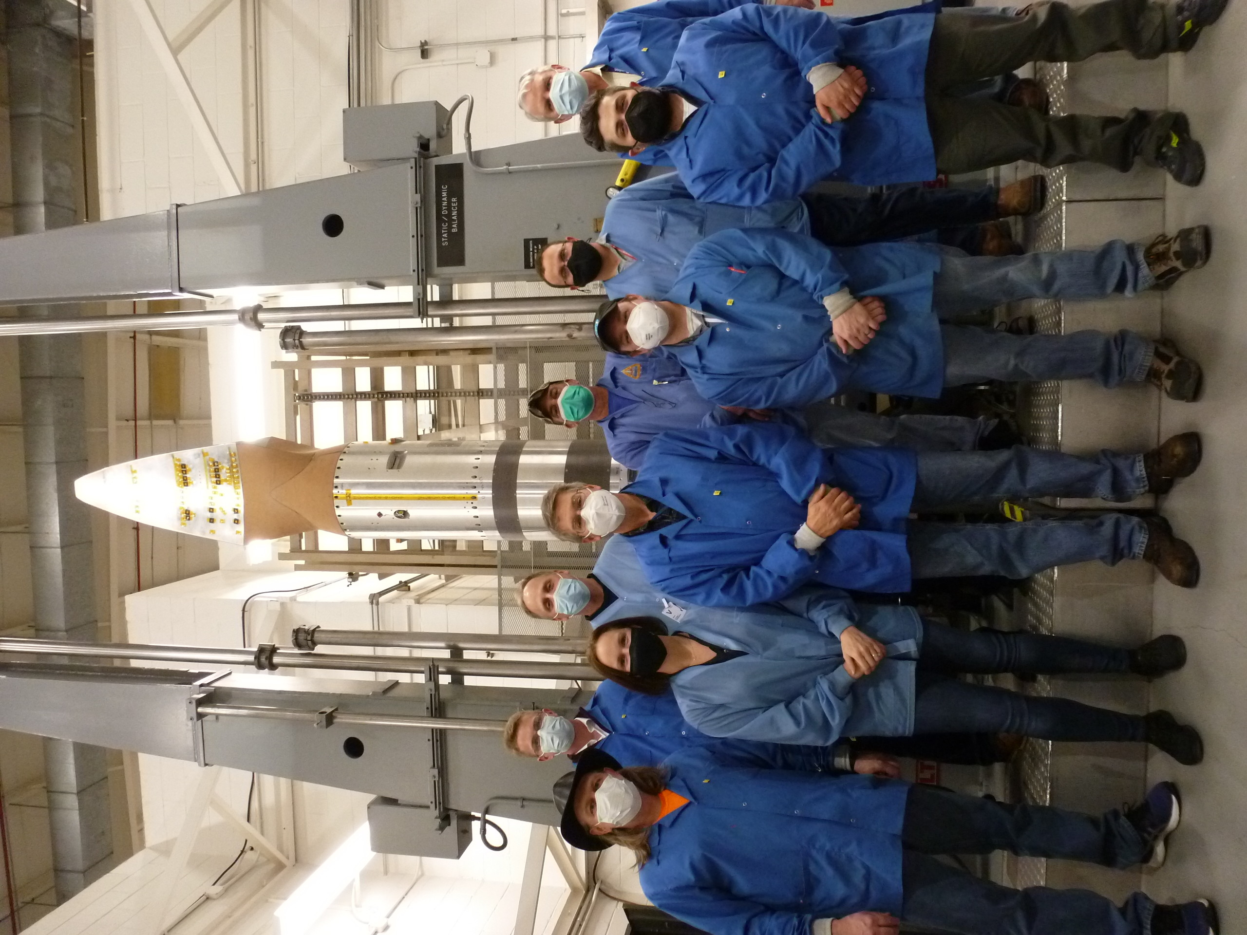 Part of the BOLT II team: (Back row left to right) John Wirth (Texas A&M student), Rodney Bowersox (BOLT II PI and Texas A&M professor), John Peterson (NASA WFF Mechanical Technician), Robert Davidson (NASA WFF Electrical Technician), Ted Gass (NASA Wallops Flight Facility and BOLT II Mission Manager). (Front row left to right) John Gsell (NASA WFF Electrical Engineer), Sarah Popkin (AFOSR PO), Dave Adamczak (Aerospace Systems Directorate), Nate Wroblewski (NASA WFF Environmental Lab Engineer), Jim Tancred (Aerospace Systems Directorate) (Courtesy Photo)