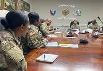 Senior noncommissioned officers listen intently to U.S. Army Sustainment Command‘s command sergeant major, Command Sgt. Maj. Marco Torres, during a special NCO professional development discussion at the 405th Army Field Support Brigade’s headquarters, March 15. During the NCOPD, the ASC command sergeant major emphasized the importance of leaders always making an effort to be there.