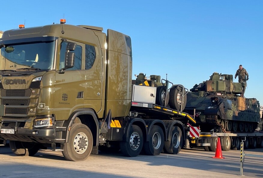 Augmenting commercial and military line-haul Heavy Equipment Transporters already being used to move the APS-2 equipment, the German railway and now the German military, or Bundeswehr, are doing their part to assist with the mission.