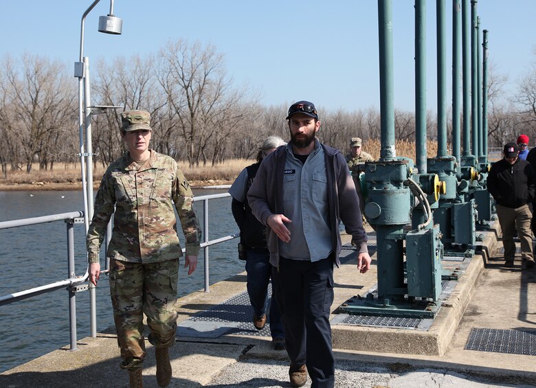 Col. Kimberly Peeples, commander of the Great Lakes & Ohio River Division, is given a tour of the Thomas J. O’Brien Lock and Dam, located at the entrance to Lake Michigan (river mile 326.0), at Calumet River in Chicago, Illinois, March 9, 2022.