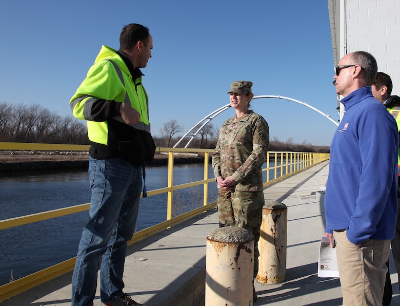 Col. Kimberly Peeples, commander of the Great Lakes & Ohio River Division, tours the Chicago Sanitary and Ship Canal Aquatic Nuisance Species Dispersal Barriers, March 9, 2022.
