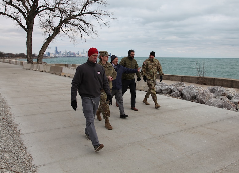 Col. Kimberly Peeples, commander of the Great Lakes & Ohio River Division, tours the Chicago Shoreline Protection Project, March 10, 2022.