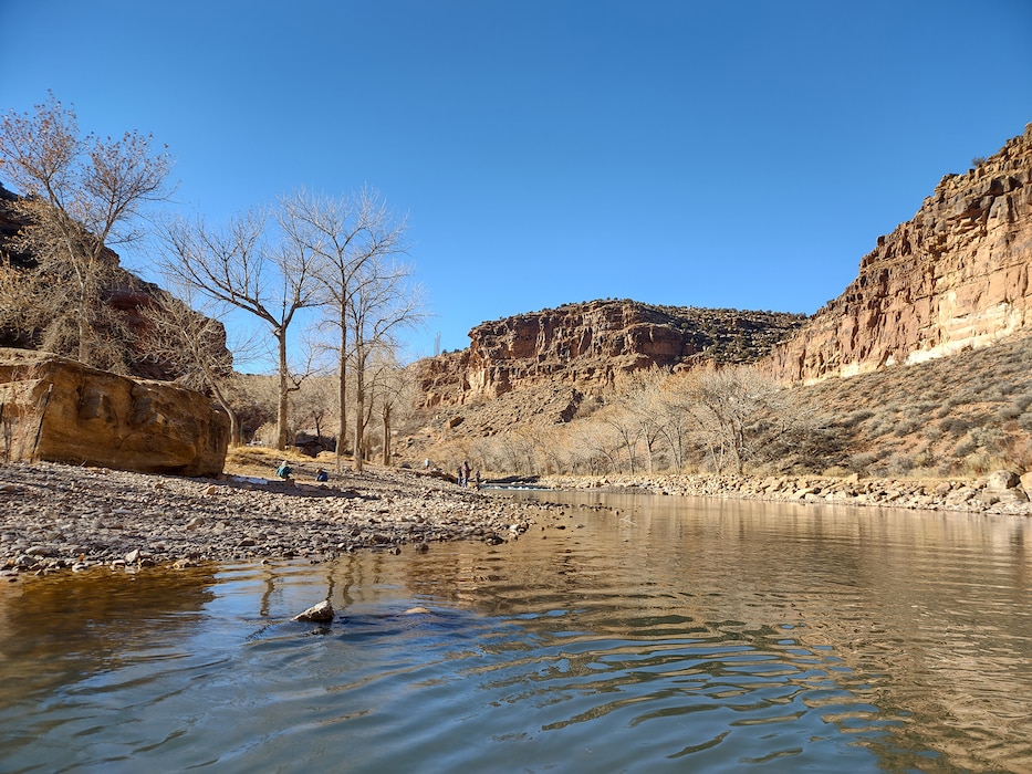 ABIQUIU LAKE, N.M. -- A sunny afternoon in a canyon at Abiquiu Lake, Jan. 29, 2022. Photo by Michael Kohler.