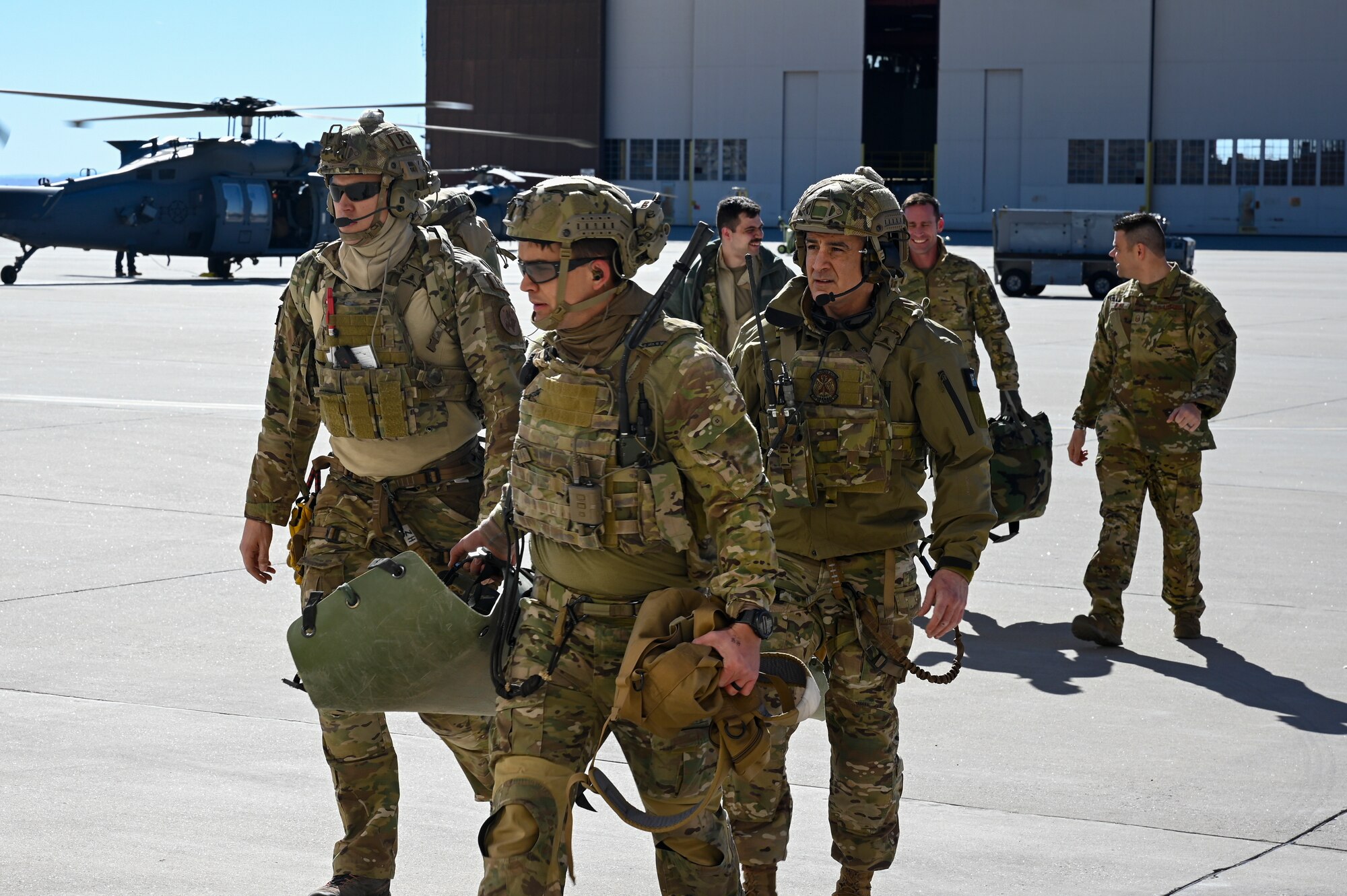 SEAC carries litter from helicopter