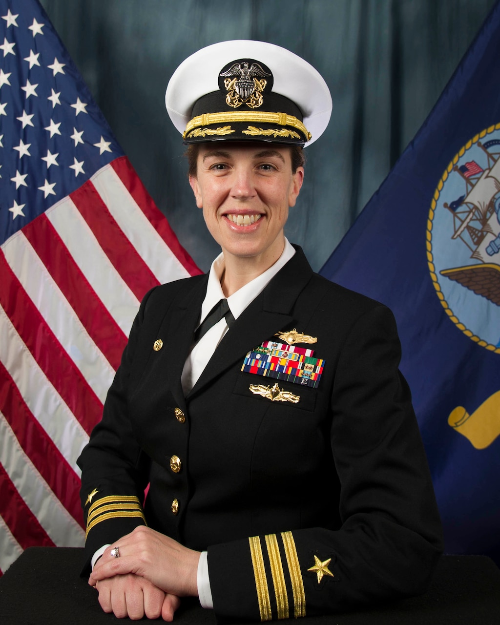 Formal portrait of Cmdr. Blythe Blakistone, commanding officer of Naval Special Warfare Tactical Communications Command (TCC) 1.