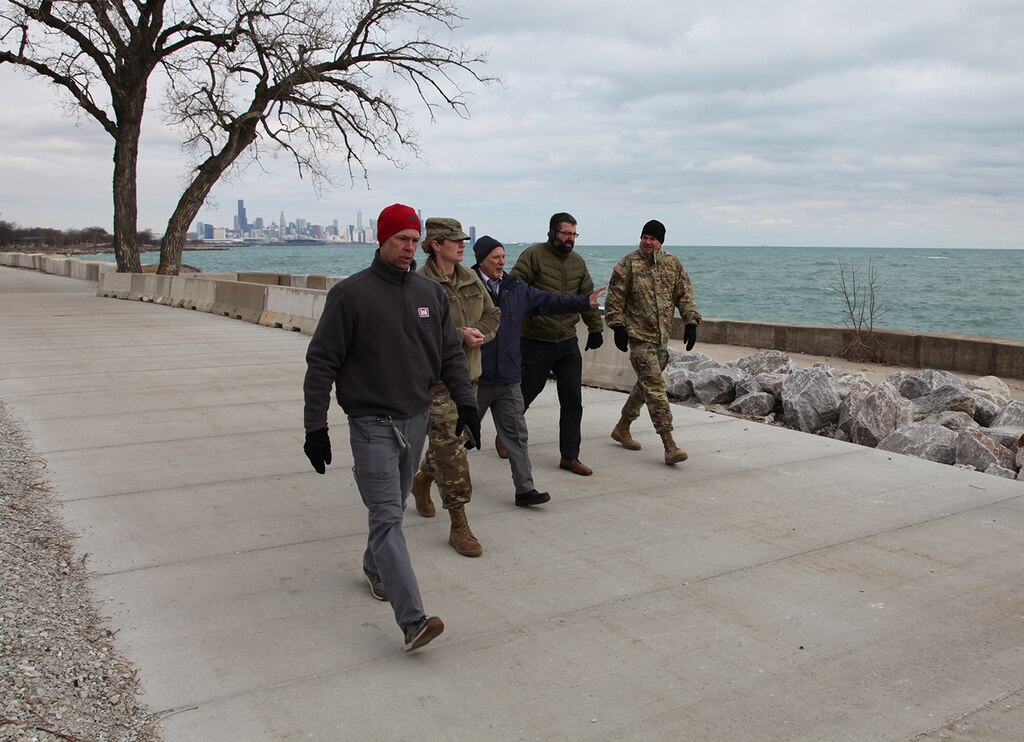 Col. Kimberly Peeples, commander of the Great Lakes & Ohio River Division, tours the Chicago Shoreline Protection Project, March 10, 2022.