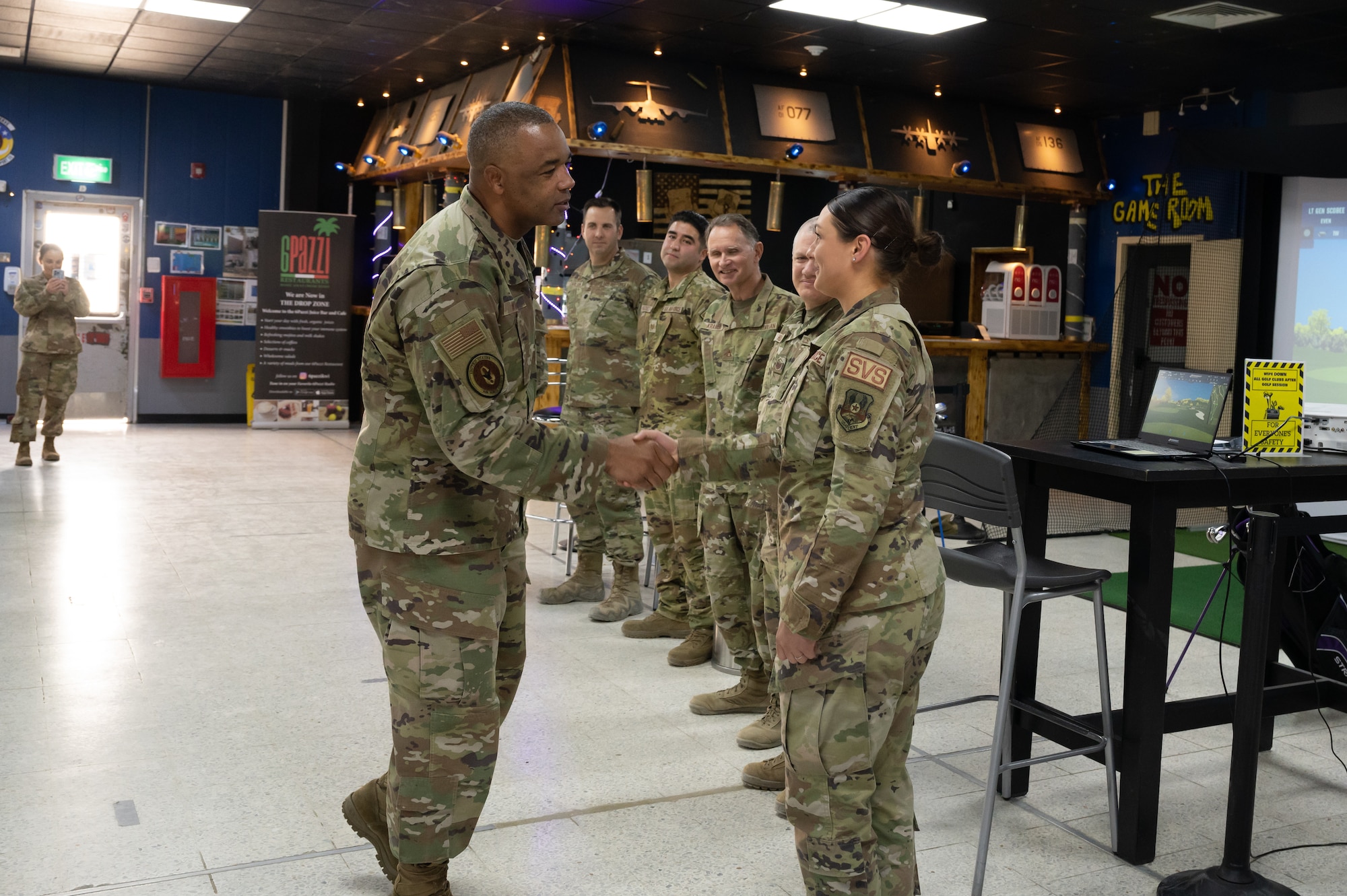 U.S. Air Force Lt. Gen. Richard W. Scobee, chief of the Air Force Reserve and commander of the Air Force Reserve Command, and Chief Master Sgt. Timothy C. White Jr., senior enlisted advisor to the Chief of the Air Force Reserve and command chief of the Air Force Reserve Command, visited Ali Al Salem Air Base, March 11-12, 2022.  The purpose of their visit was to speak with deployed Reserve Citizen Airmen, recognize their efforts and get firsthand feedback to help the AFR train and equip combat-ready Airmen.