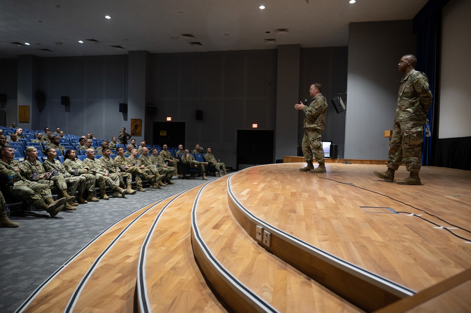 U.S. Air Force Lt. Gen. Richard W. Scobee, chief of the Air Force Reserve and commander of the Air Force Reserve Command, and Chief Master Sgt. Timothy C. White Jr., senior enlisted advisor to the Chief of the Air Force Reserve and command chief of the Air Force Reserve Command, visited Ali Al Salem Air Base, March 11-12, 2022.  The purpose of their visit was to speak with deployed Reserve Citizen Airmen, recognize their efforts and get firsthand feedback to help the AFR train and equip combat-ready Airmen.