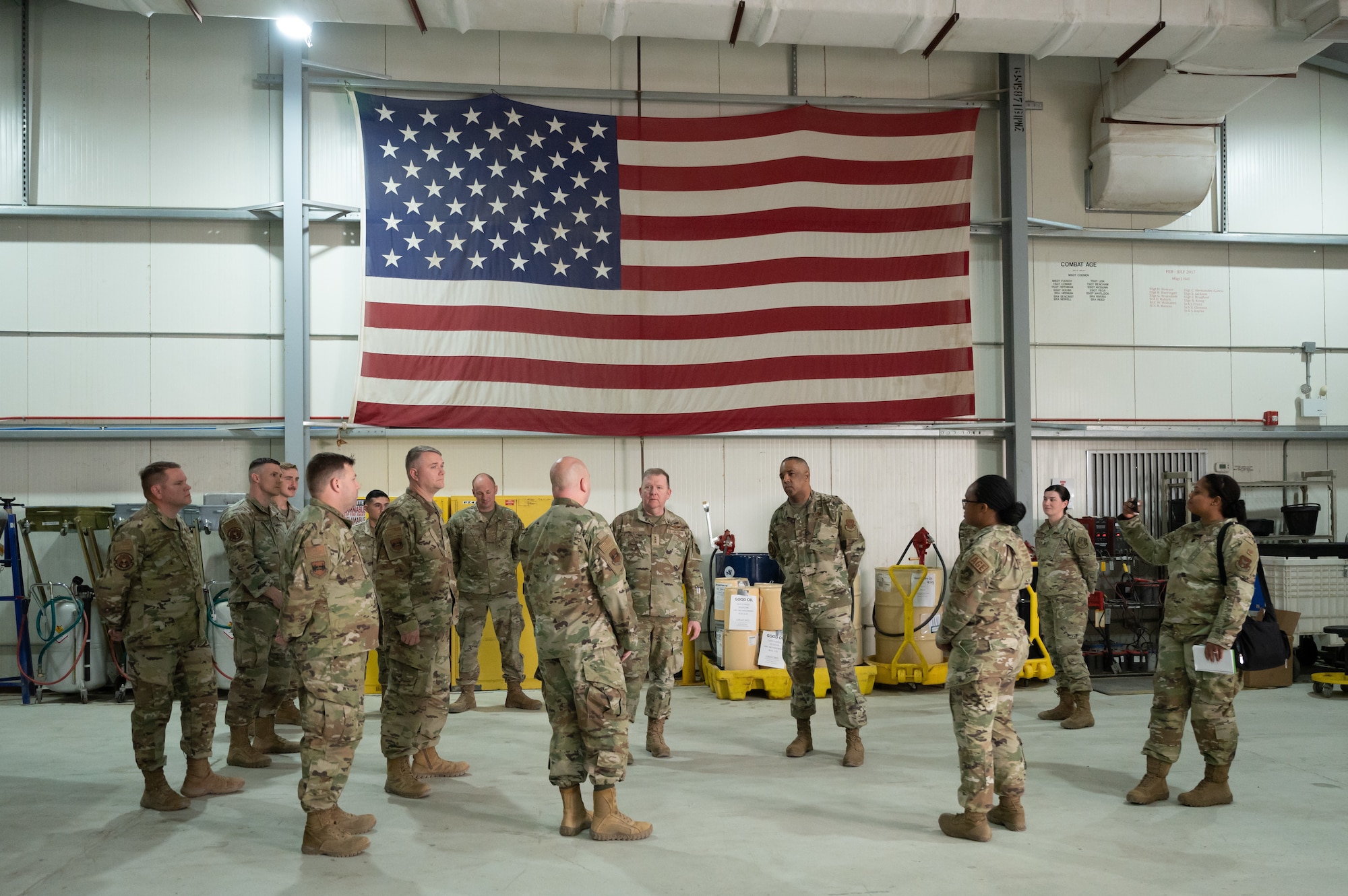 U.S. Air Force Lt. Gen. Richard W. Scobee, chief of the Air Force Reserve and commander of the Air Force Reserve Command, and Chief Master Sgt. Timothy C. White Jr., senior enlisted advisor to the Chief of the Air Force Reserve and command chief of the Air Force Reserve Command, visited Ali Al Salem Air Base, March 11-12, 2022.  The purpose of their visit was to speak with deployed Reserve Citizen Airmen, recognize their efforts and get firsthand feedback to help the AFR train and equip combat-ready Airmen.