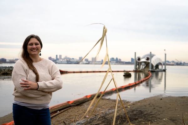 Danielle Szimanski, a dual-role U.S. Army Corps of Engineers, Baltimore District, ecologist and project manager, and Engineering With Nature (EWN) Coastal Practice lead, visits the Masonville Cove ecological park in Baltimore, Dec. 21, 2021. As part of Women’s History month, Szimanski serves as a beacon of hope for women pursuing leadership roles. Her trailblazing path helps showcase how women advance, evaluate, and communicate environmental science that informs impactful decisions to protect the environment now and into the future. (U.S. Army photo by Greg Nash)