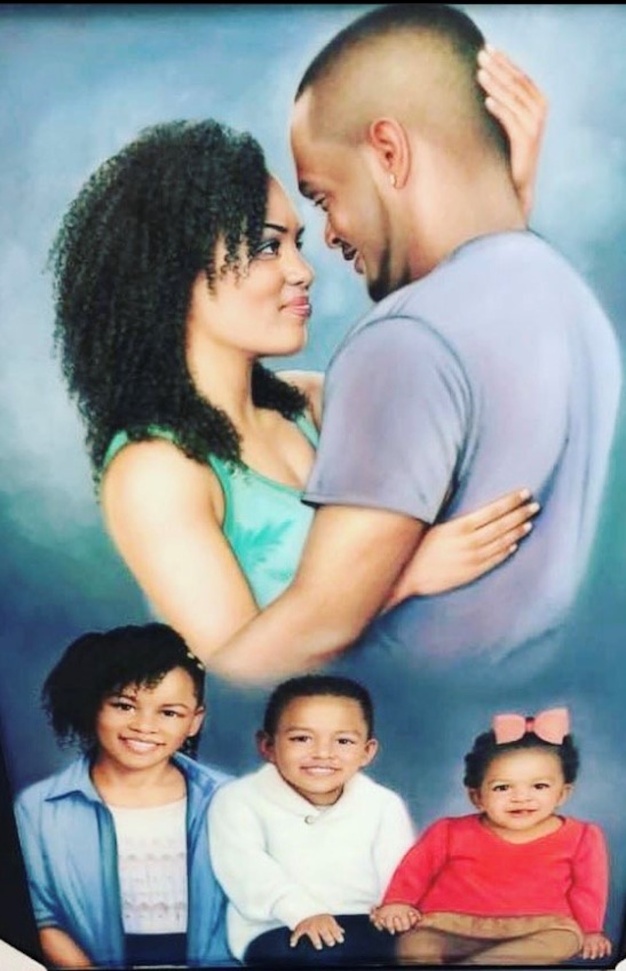 Tech. Sgt. Dorothy Knox and her family in a painted portrait. (Curtesy Photo)