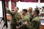 Command Sgt. Maj. Curtis Patrouille, the Wisconsin Army National Guard’s senior enlisted leader, engages with noncommissioned officers taking part in the first Squad Leader Training event at Volk Field, Wisconsin, March 13, 2022.