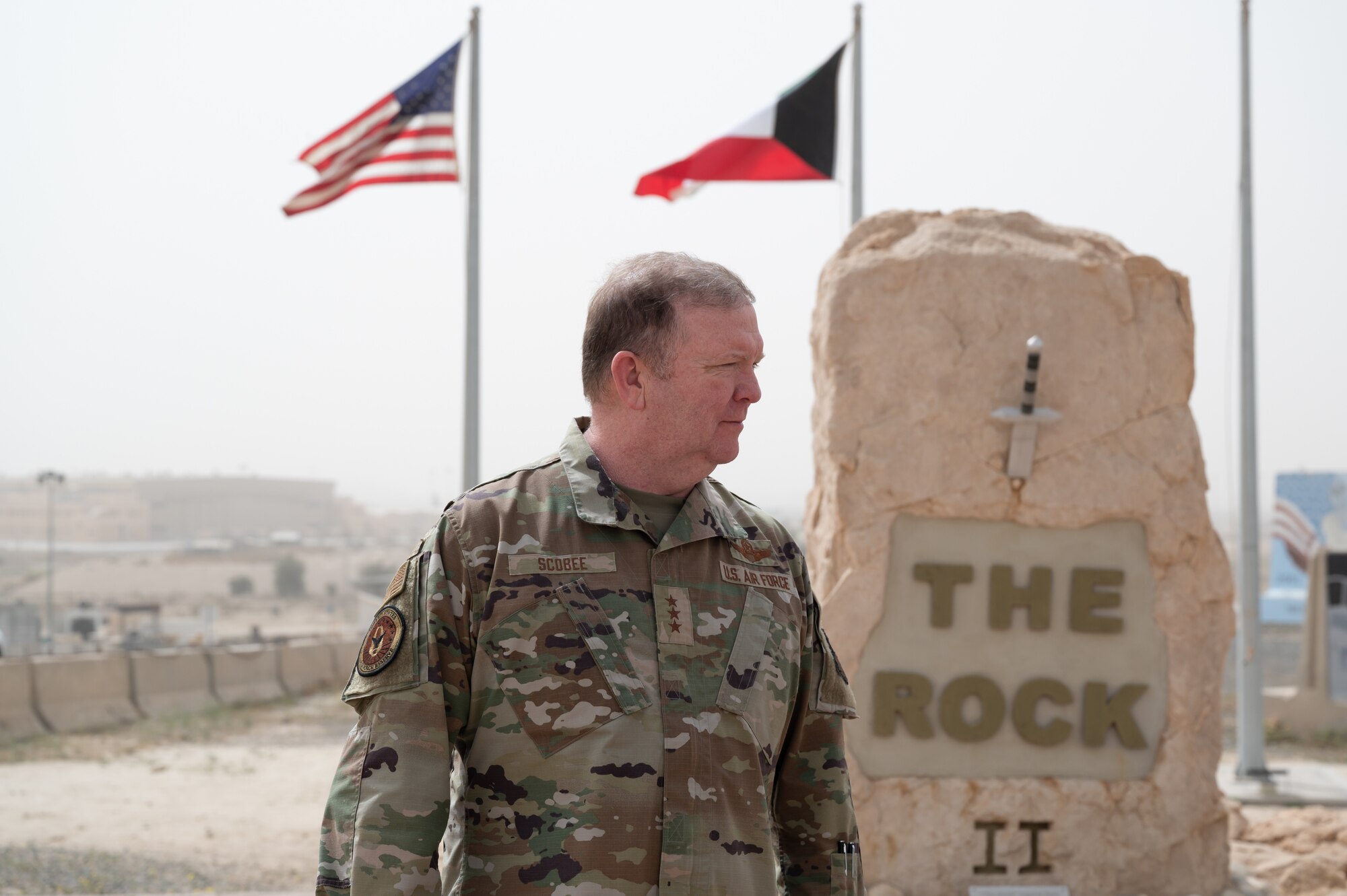 U.S. Air Force Lt. Gen. Richard W. Scobee, chief of the Air Force Reserve and commander of the Air Force Reserve Command, and Chief Master Sgt. Timothy C. White Jr., senior enlisted advisor to the Chief of the Air Force Reserve and command chief of the Air Force Reserve Command, visited Ali Al Salem Air Base, March 11-12, 2022.  The purpose of their visit was to speak with deployed Reserve Citizen Airmen, recognize their efforts and get firsthand feedback to help the AFR train and equip combat-ready Airmen.