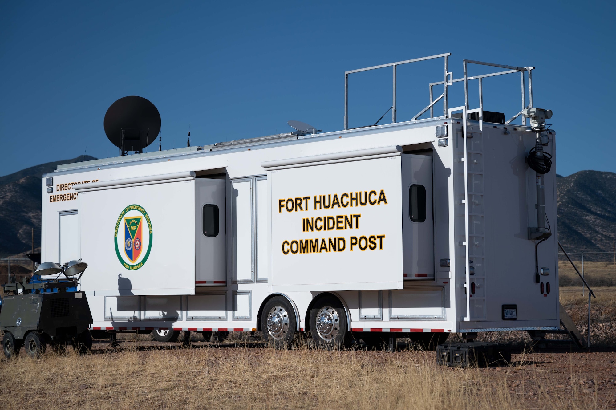 The Directorate of Emergency Services at U.S. Army Ft. Huachuca provide a mobile command and control operations center for the REAP 2.0 operational assessment on March 11.