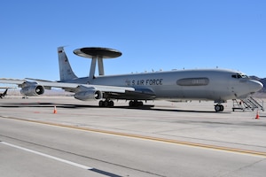 An E-3 aircraft sits on the ramp
