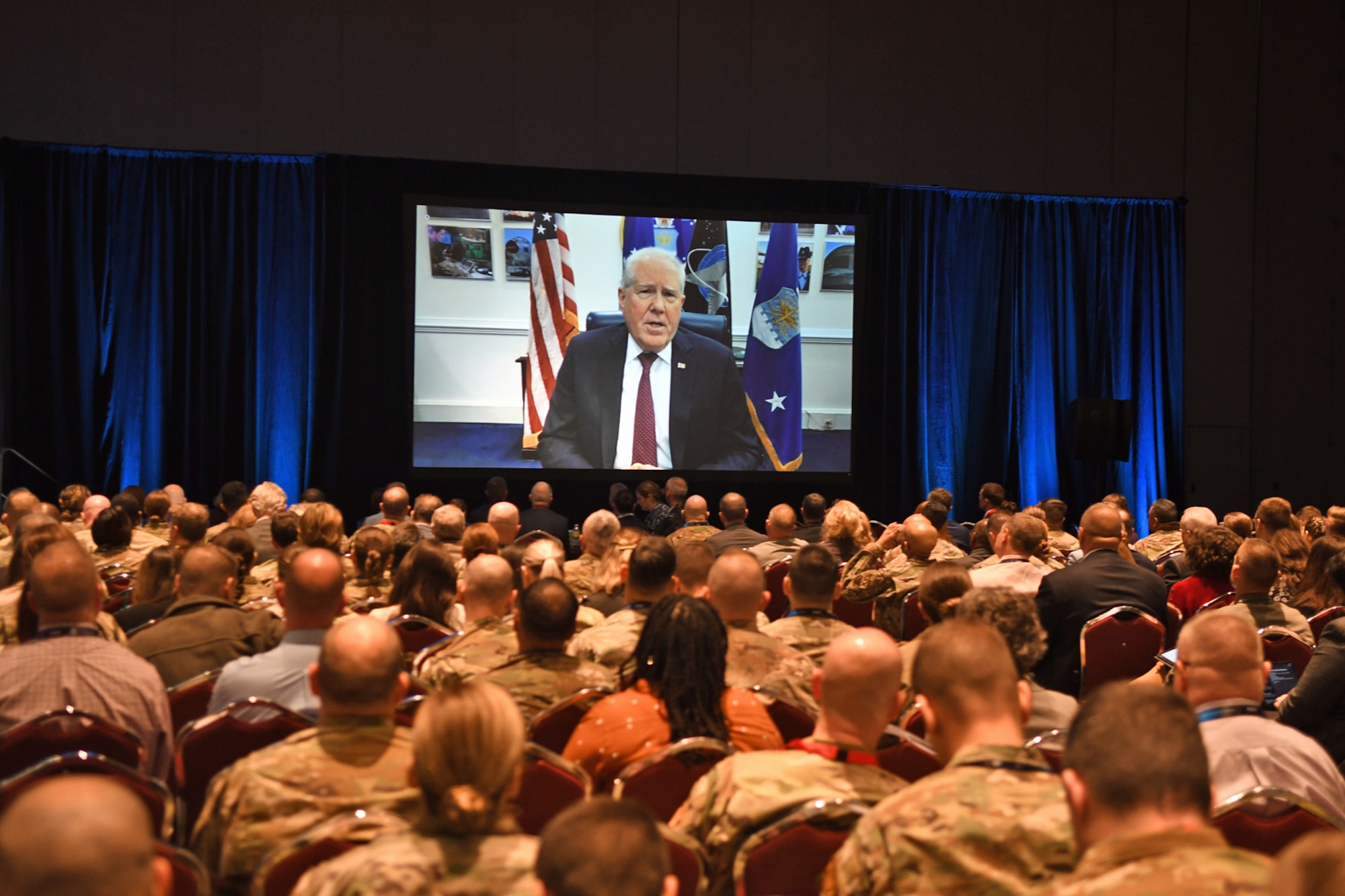 Secretary of the Air Force Frank Kendall addresses the Logistics Officer Association Symposium in Salt Lake City, March 16, 2022. Kendall underscored the importance of logistics in executing his operational imperatives. The non-profit LOA has served as the premier professional development organization for Air Force logistics, aircraft maintenance, and munitions officers for the last 40 years. (U.S. Air Force courtesy photo by Donna Parry)