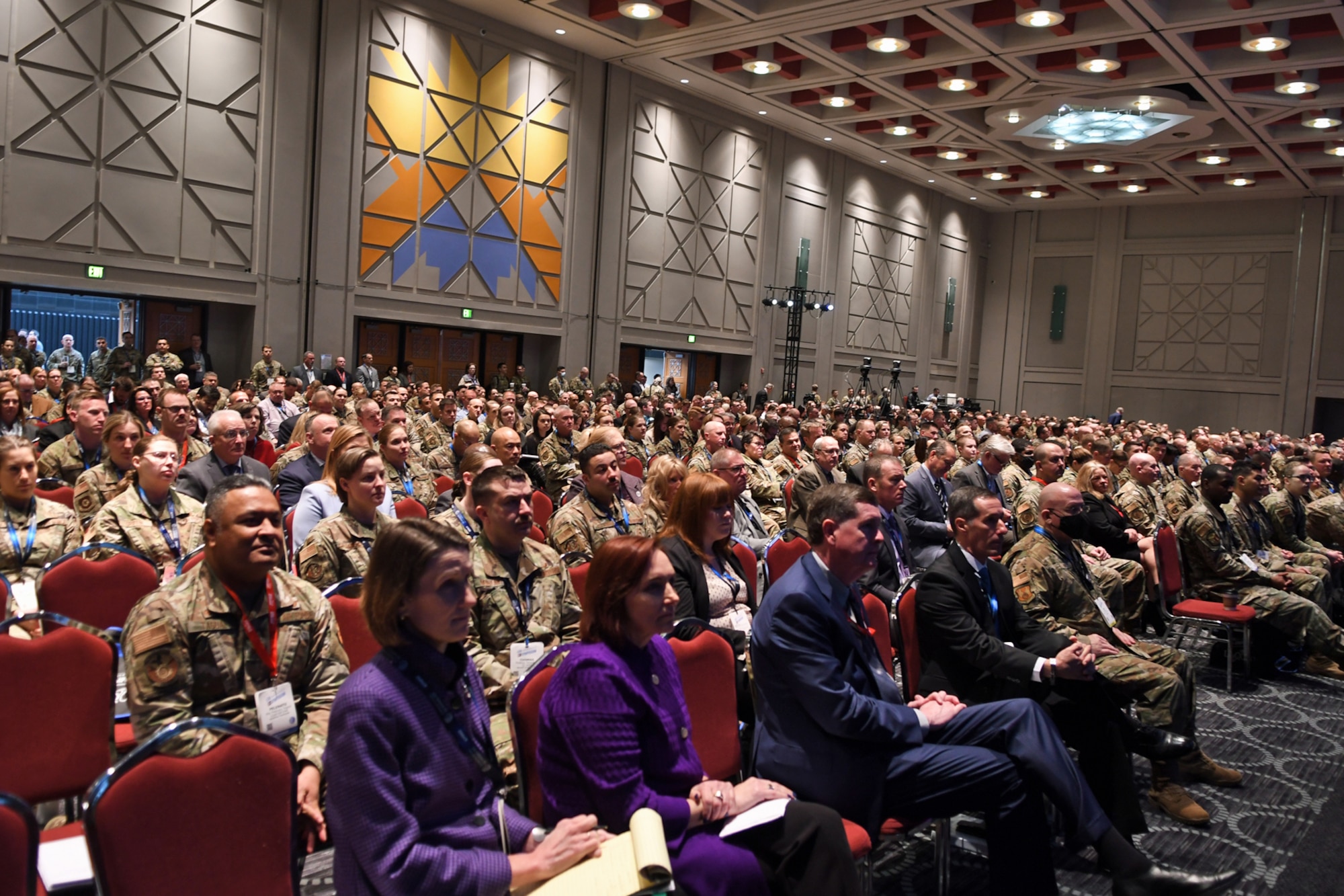 Nearly 2,000 military logisticians listen to a virtual keynote address given by Secretary of the Air Force Frank Kendall at the Logistics Officer Association Symposium in Salt Lake City, March 16, 2022. Kendall underscored the importance of logistics in executing his operational imperatives. The non-profit LOA has served as the premier professional development organization for Air Force logistics, aircraft maintenance, and munitions officers for the last 40 years. (U.S. Air Force courtesy photo by Donna Parry)