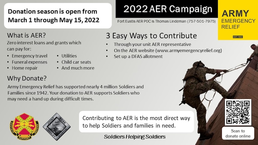 Graphic with information about the Army Emergency Relief campaign.