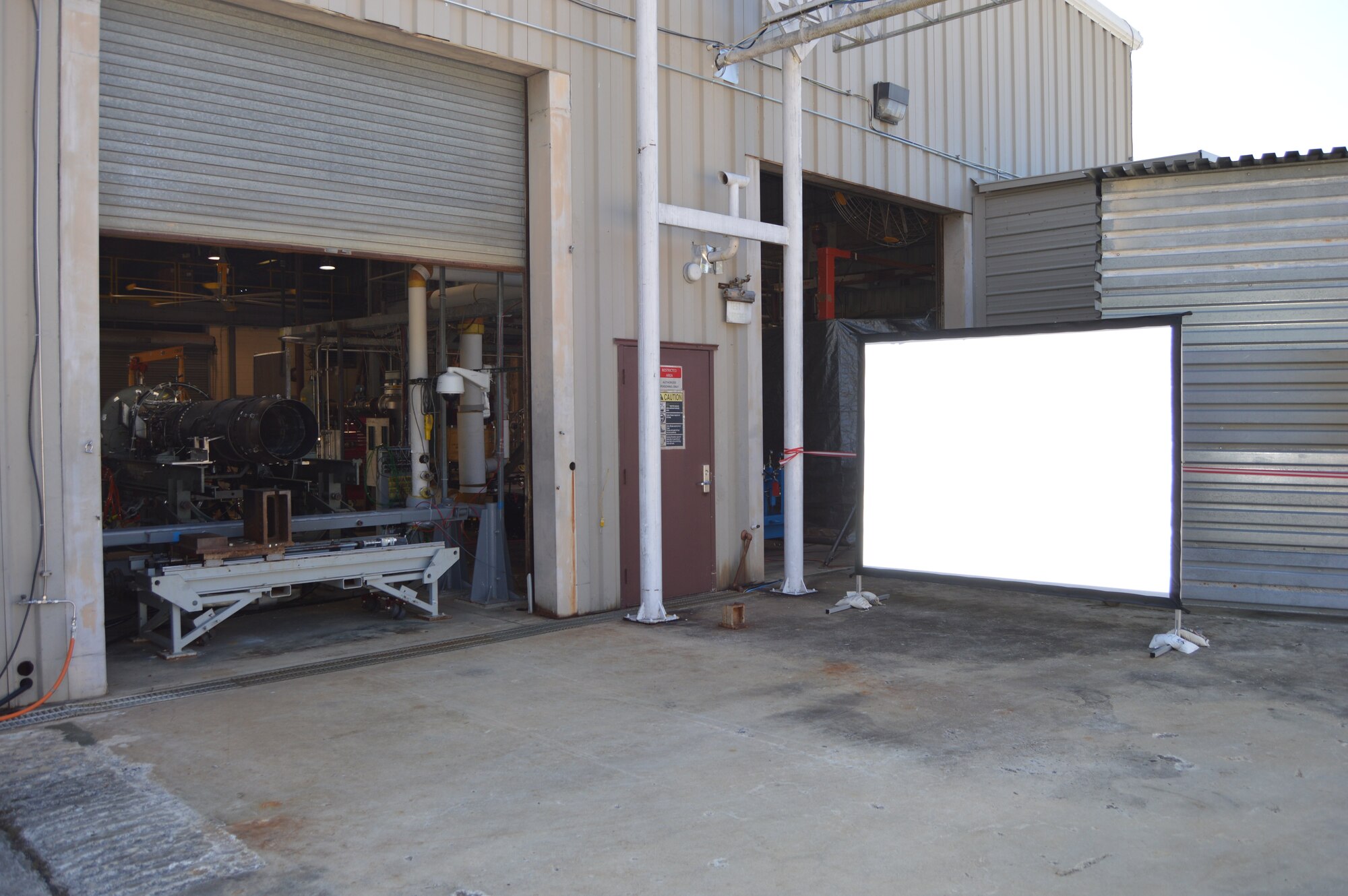 A shadow graph setup is seen here at the Propulsion Lab of the University of Tennessee Space Institute.