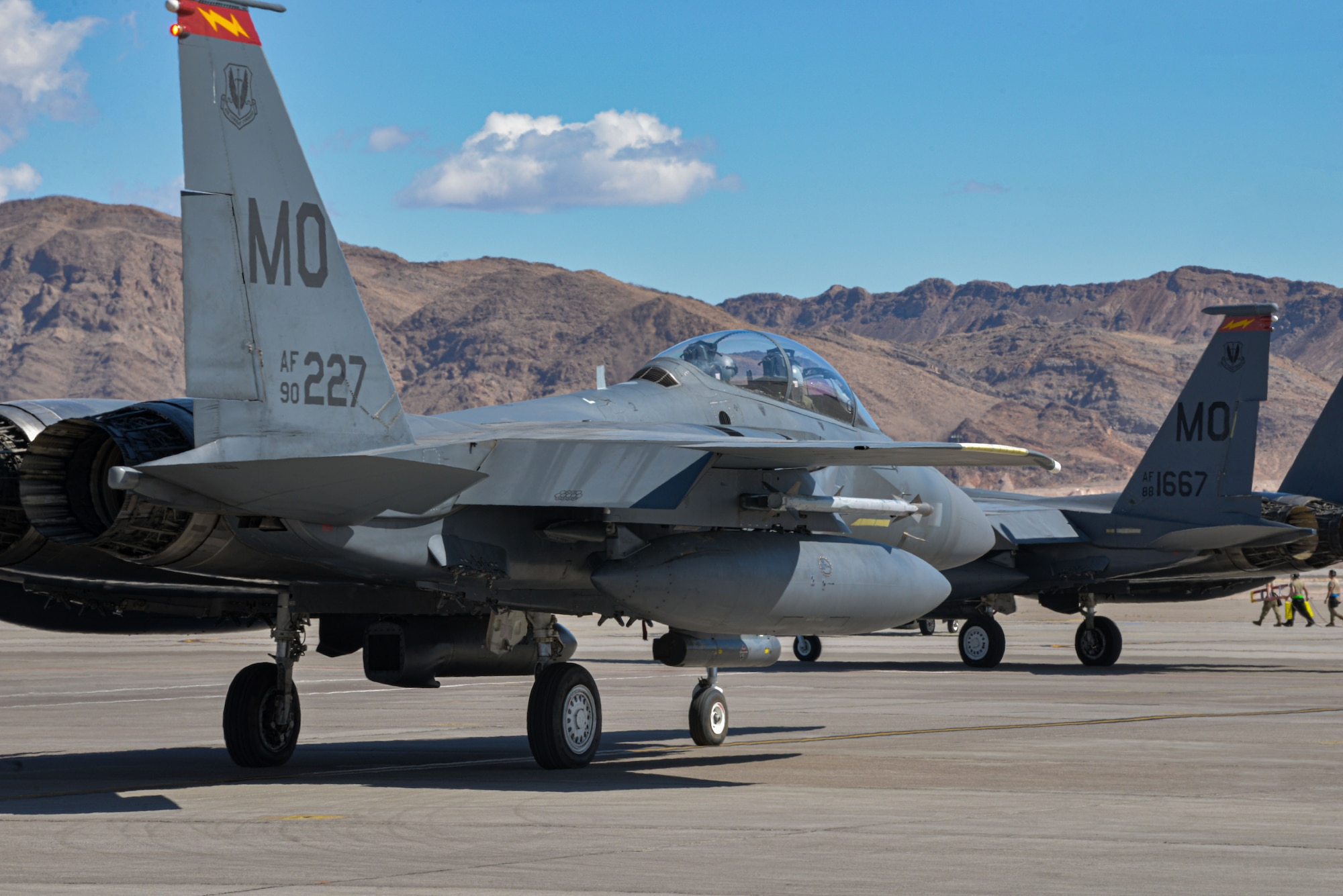 F-15's taxi for takeoff.