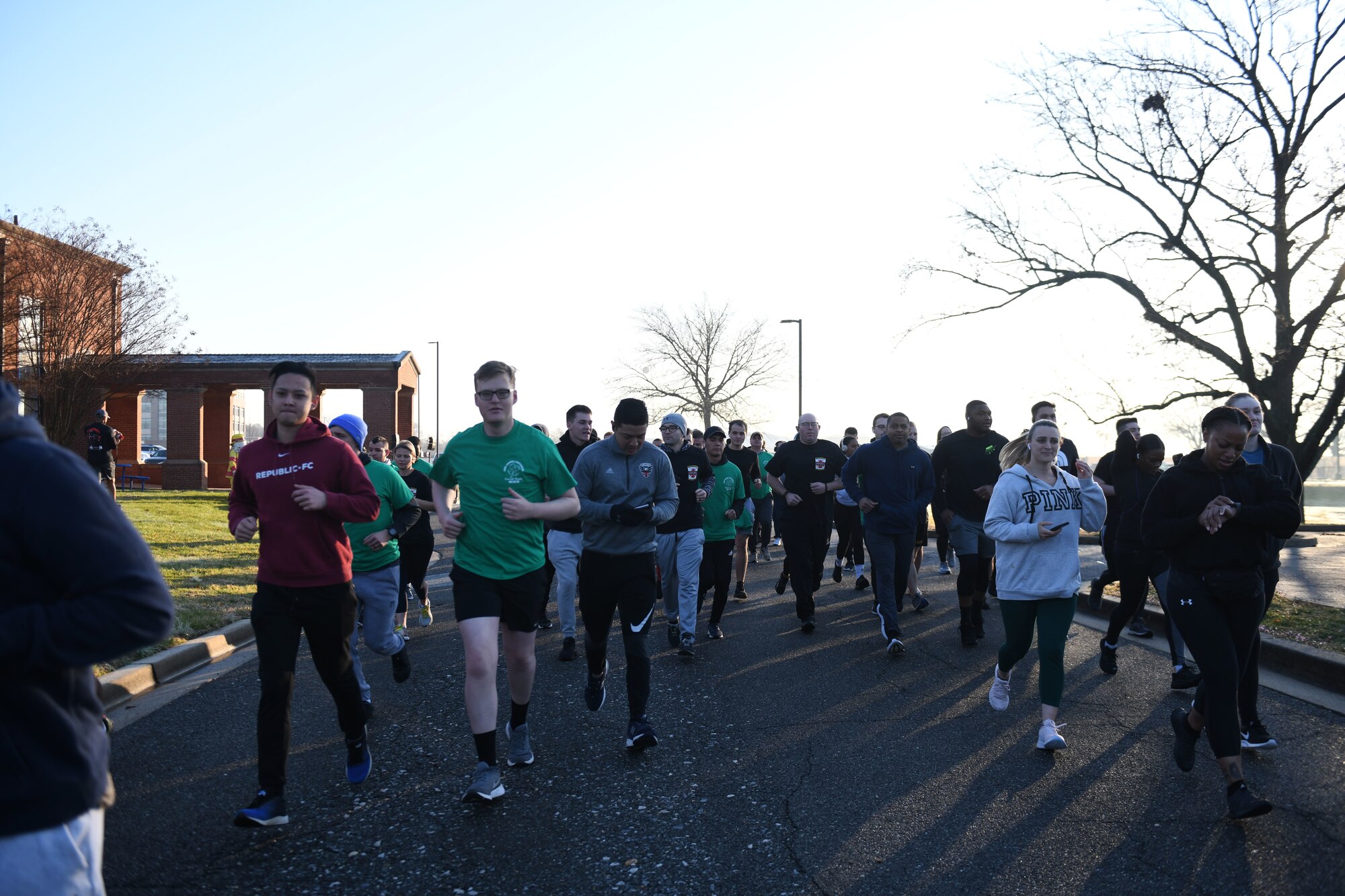 Joint Base Andrews community members participate in a self-paced 5K in honor of first responders on JBA, Md., March 18, 2022. The JBA Chapel hosted the 5K to honor fallen firefighters and an Anne Arundel County firefighter battling amyotrophic lateral sclerosis, or ALS. (U.S. Air Force photo by Senior Airman Essence Myricks)