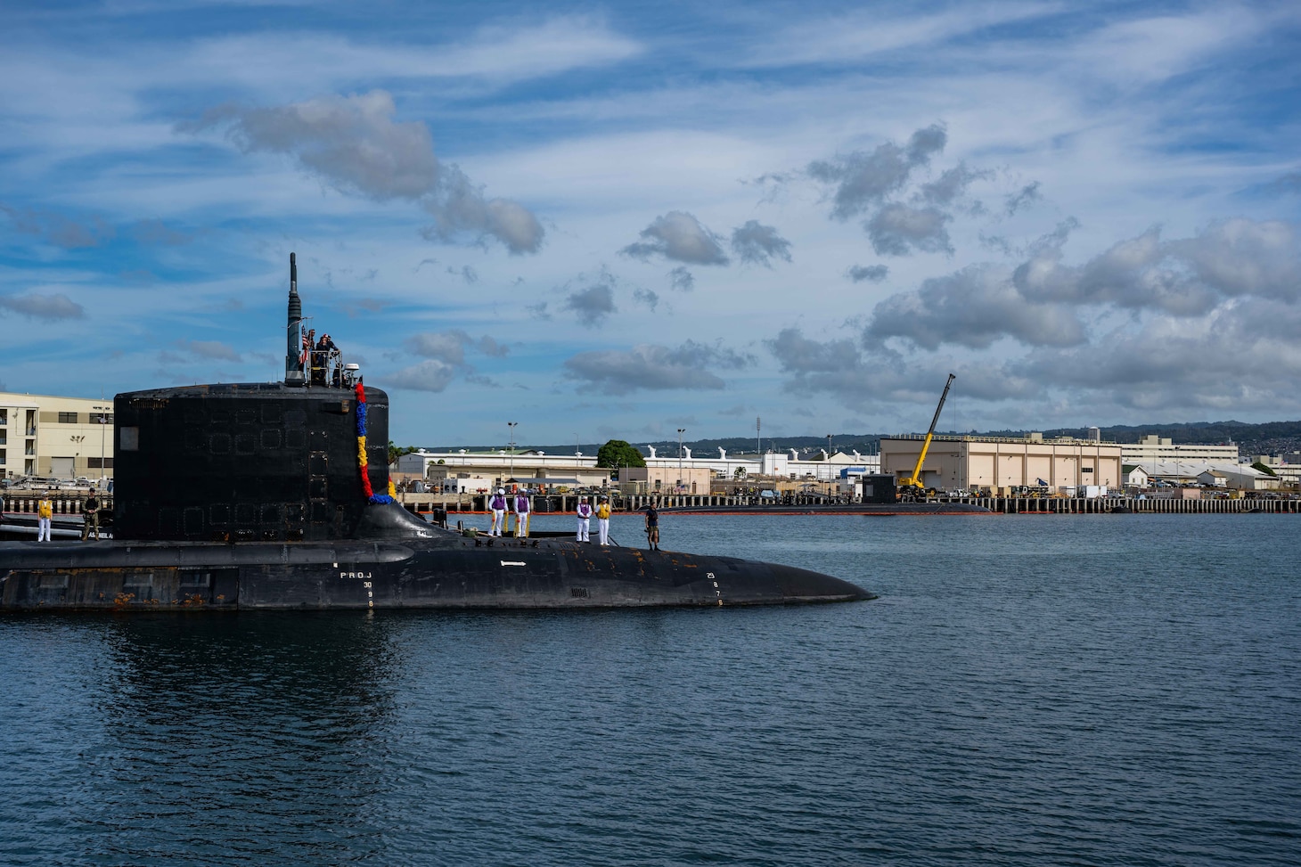 USS Minnesota (SSN 783) makes its homecoming arrival at Joint Base Pearl Harbor-Hickam after completing a change of homeport from Groton, Conn., March 17, 2022.