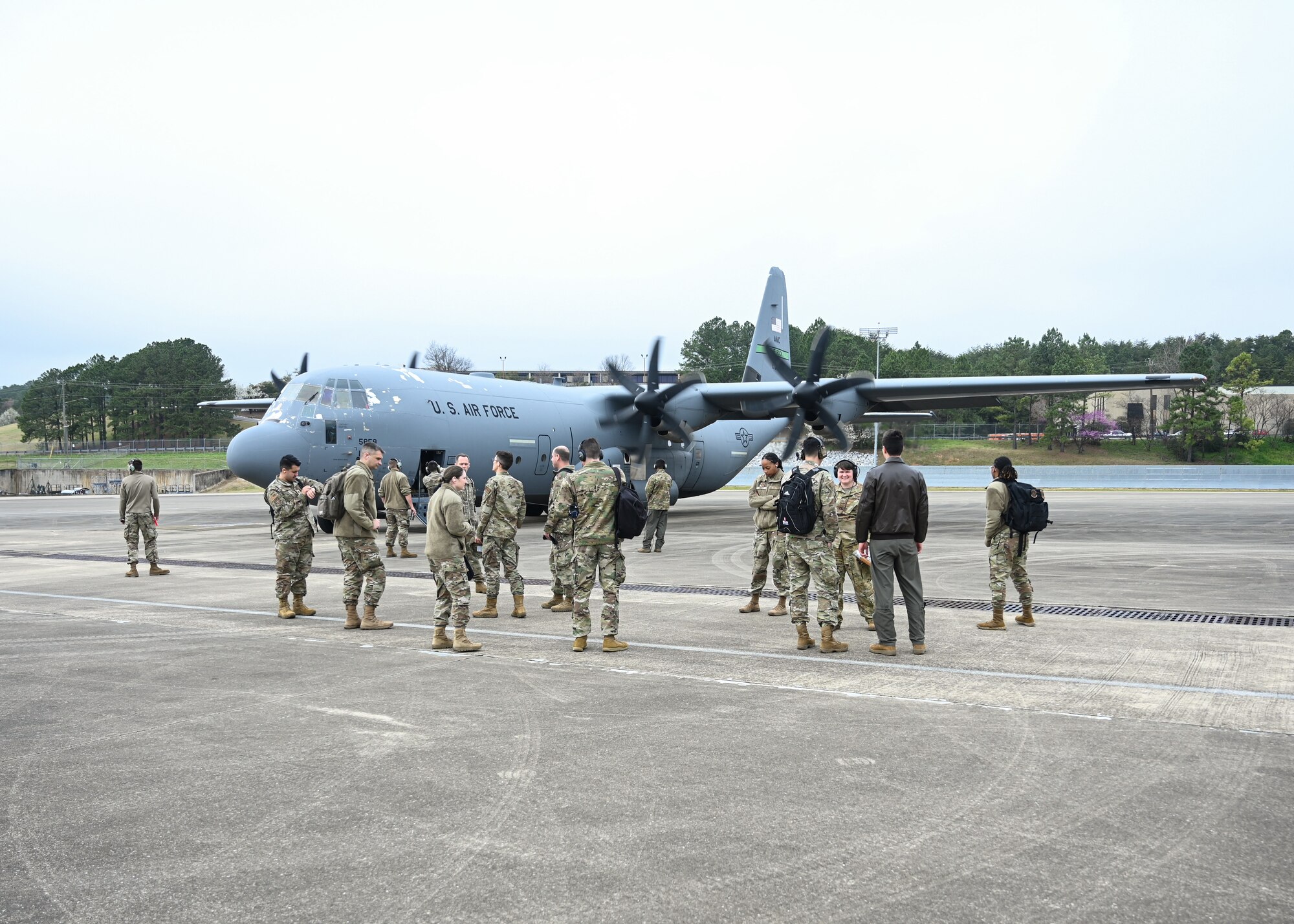 Officers from career fields across Team Little Rock arrive at Sumpter Smith Air National Guard Base