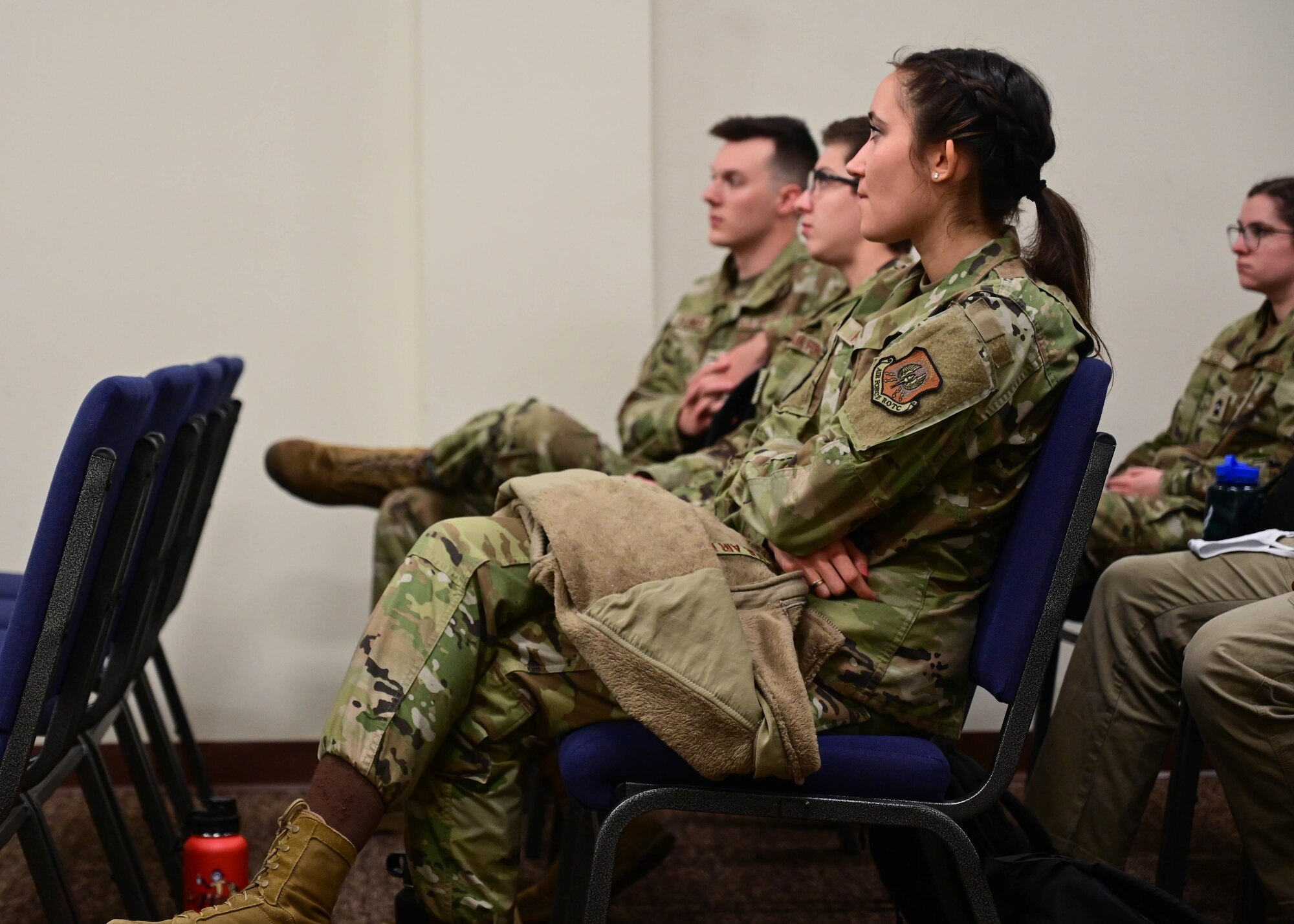 Cadets from Samford University AFROTC Detachment 012 and Tuskegee University AFROTC Detachment 15 receive a career field brief