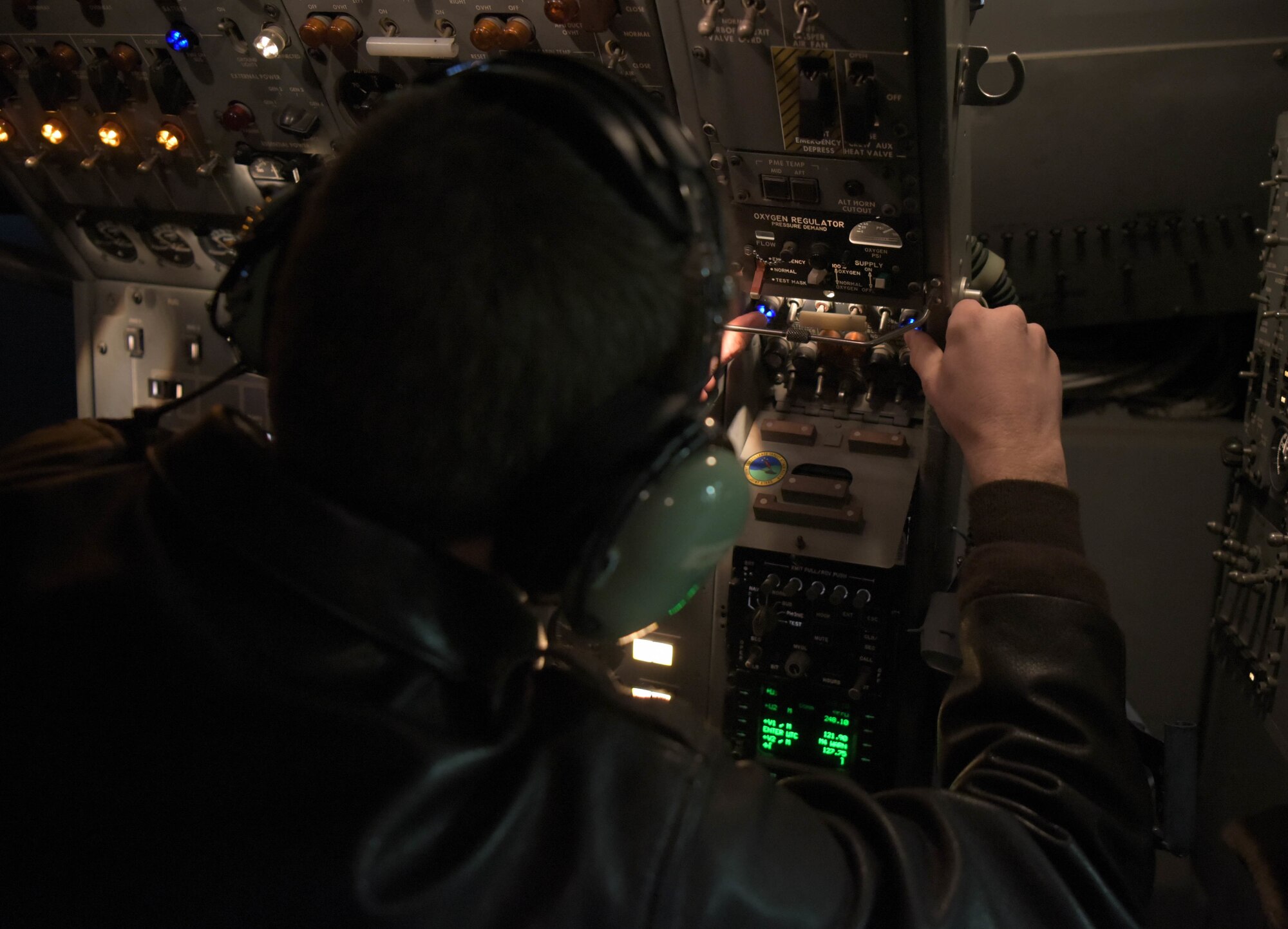 Man checks aircraft panels