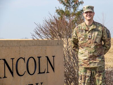 Staff Sgt. Nathan Hooker, of Homer Glen, Illinois, a military policeman with the 233rd Military Police Company, based in Springfield, is credited with saving the life of an elderly woman who collapsed at Abraham Lincoln National Cemetery in Elwood, Illinois. Hooker is a cemetery representative at the national cemetery.