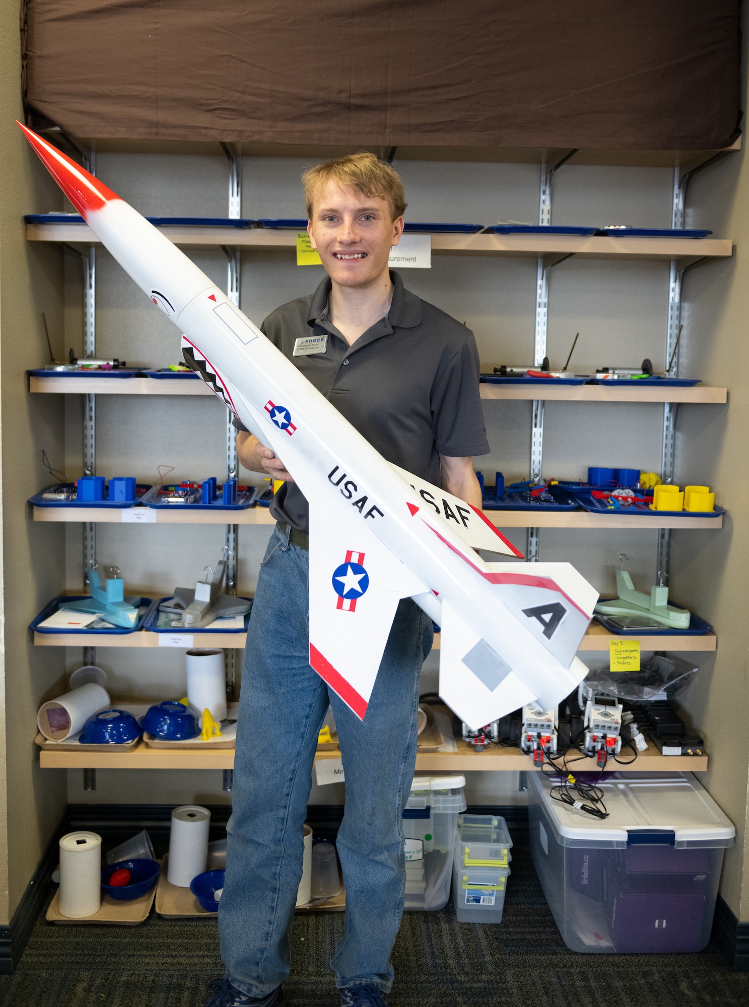 Man holds model