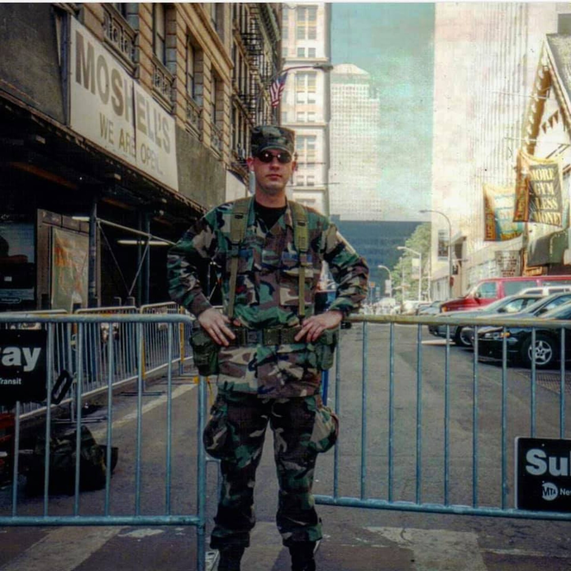 Then Senior Airman Tim Russer guards Ground Zero in New York City on September 11, 2001.