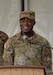 Pfc. Samuel Omojola sings the German national anthem during the ribbon cutting ceremony for the U.S. Army Medical Materiel Center-Europe in Kaiserslautern Sept. 17, 2021. Now promoted to specialist, Omojola has been accepted into the U.S. Army Europe Band & Chorus.